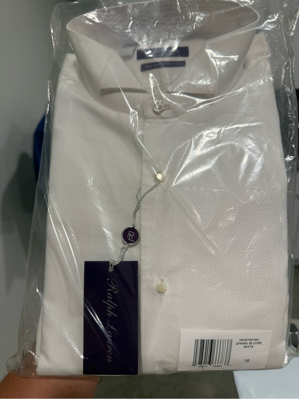 Ralph Lauren Purple Label Men's Sea Island Cotton Textured Dress Shirt - Picture 3 of 6